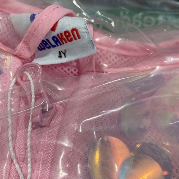 NWT Girls Pink Sequin Waterproof Raincoat with Hood | Size 4T - Picture 2 of 7